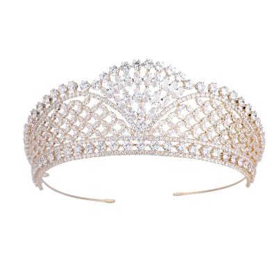 China Luxury Bridal Tiara Crown Cunyan Platinum Plated/24K Pure Gold Plated Wedding Hair Accessories Bridal Tiara Zircon Crown Princess Queen Royal Crown for sale