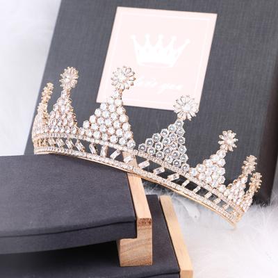 China Trendy Platinum Plated Pure 24K Gold Plated Wedding Tiaras And Crowns Hair Accessories Bridal Tiara Miss Universe Pageant Crown Zircon for sale