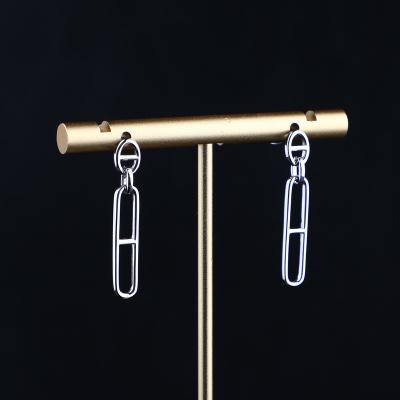 China Unique Women 925 Sterling Silver Statement Earrings Korean Trendy Minimalist Paperclip Earrings Girls Girls for sale