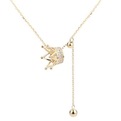 China TRENDY 18K Gold Plated Chain Necklaces For Women Zircon Crown Pendant Necklace 2021 Trendy Tasty Fashion Jewelry Necklaces Wholesale for sale