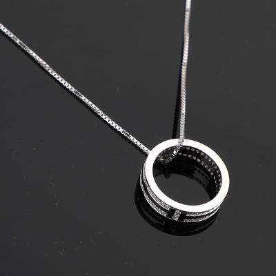 China FASHIONABLE 925 Sterling Silver Necklace Ring Pendant in Zircon Jewelry Tasty Fashion Girl Women Necklace Chain Wholesale for sale