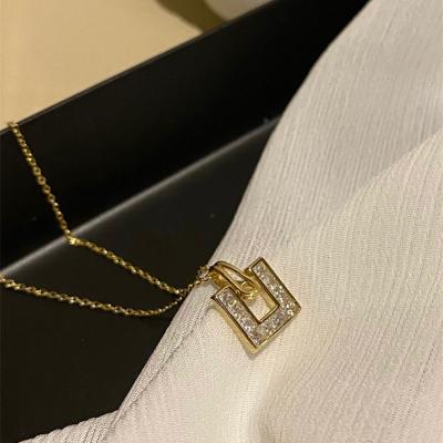 China Trendy Square Drop Shipping Support CZ Jewelry Pendant Necklace S925 Sterling Silver Necklace For Women for sale