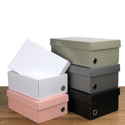 China Recycled Materials Custom Logo Ready To Ship Large Men / Women Corrugated Paper Shoes Cardboard Packaging Empty Shoe Boxes With Lid for sale