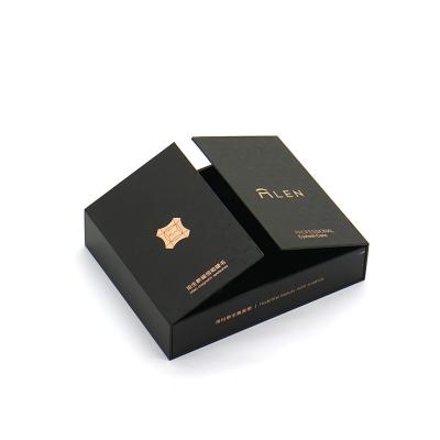 China Recyclable Black Magnetic Perfume Bottle Packaging Boxes Jewelry Double Doors Handmade Cosmetic Gift Box for sale