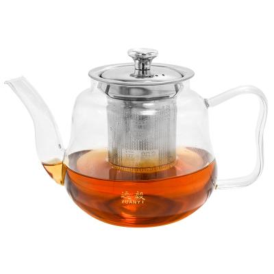 China Viable Hand Blown 304ss Filter Teapots With Stainless Steel Infuser Infuser Glass Tea Maker Kettle for sale