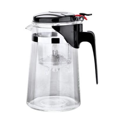 China Viable hot sale 650ml clear glass tea maker with modern single glass teapot PC strainer set teapots and tea cups with handle for sale