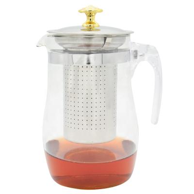 China New Design Eco-friendly Sustainable Round Shape Glass Teapot Set Arabic Chinese Glass Teapot Infuser With Infuser Teapots for sale