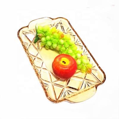 China Morden Mini Perfume Tray Restaurant Catering Transparent Glass Coffee Amber Fruit Tray Custom Custom for sale