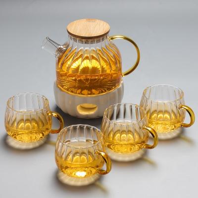 China INS Viable Glass High Temperature Heating Tea Set Afternoon Bubble Tea Cup Nordic Set Fruit Teapot Home Boiled Net Red for sale