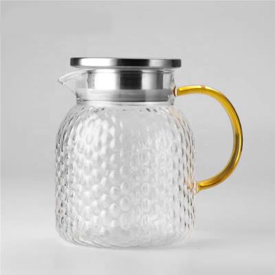 China High Borosilicate Glass Sustainable Small Grain Rice Glass Water Jug Cold Resistant Simple Glass Jugs for sale