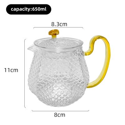 China 2021 Viable New Hot Selling Borosilicate Glass Teapot High Temperature Resistant High Scale Dragon Hammer Glass Teapot for sale