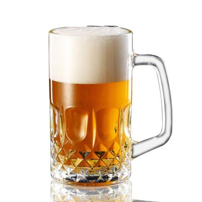 China No Box Wholesale Glass Beer Mug Tea Cup Craft Brewing Lead Free Transparent Glass Mug With Handle for sale