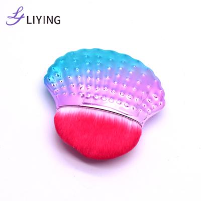 China Smudge Brush Plated Shell Shape Kabuki Makeup Brush Custom Logo For Travel for sale