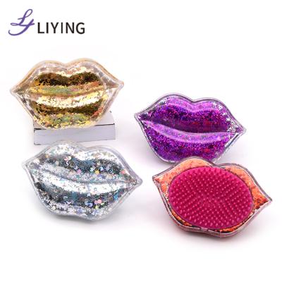 China Compact New Design Small Glitter Lips Shape Custom Logo Detangling Brushes For Curly Hair for sale