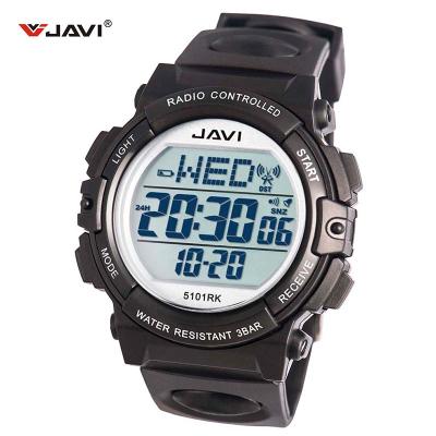 China Alarm Digital Radio Cntrolled Sports Wristwatches Men With TPU Band Water Resistant for sale