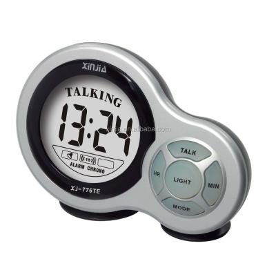 China ABS Cheap Popular Round Alarm Desk Digital Talking Clock for sale