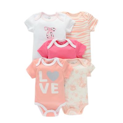 China Breathble Comfortable Cheap Newborn Infant 6pcs Short Sleeves Set Cotton Baby Rompers Set for sale