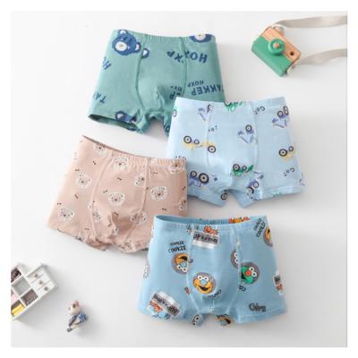 China Breathable Cartoon Designs 4 Piece Breathable Comfortable Underwear Panties Kids Cotton Boy Boxer Brief for sale