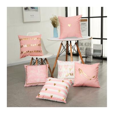 China Hot Stamping Anti-pilling Rose Gold Foil Print Plush Tile Covers Soft Velvet Square Cushion Covers for sale