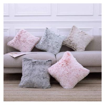 China Fluffy Blanket Lamb Cojines Pillowcase Anti-pilling Plush Faux Fur Cushion Cover High Quality Mongolian Fur Pillow for sale