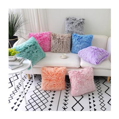 China Mongolian Fur Sofa Cushion Cover Faux Anti-pilling Decorative Shape Sofa Long Fur Throw Pillow for sale