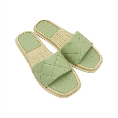 China Fashion trend summer slippers sandals for women lattice to weave flat outer slippers for sale