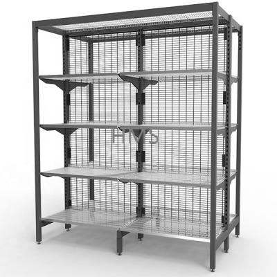 China Double Sided Supermarket Wire Display Rack Metal Outrigger Shelving Shelf for sale