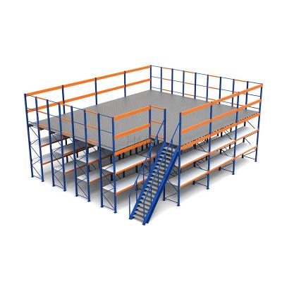 China Corrosion Protection Warehouse Platform Mezzanine Floor Steel Rack For Warehouse Storage for sale