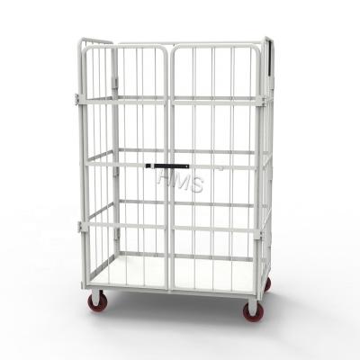 China Warehouse Storage System Warehouse Transport Cage Metal Storage Roll Pallet Foldable Steel Cage Trolley for sale