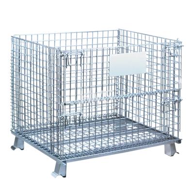 China Multifunctional Space Saving Cage Warehouse Folding Metal Steel Storage Wire Mesh Container for sale