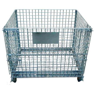 China Multifunctional Safeguard Space Recycle Containers Steel Reinforced Container Metal Box Can Be Stacked On Safeguards Lockable Warehouse Roll Storage Cage for sale