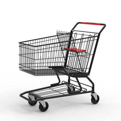 China Unfolding 170L American Grocery Trolley Metal Wire Supermarket Shopping Carts for sale