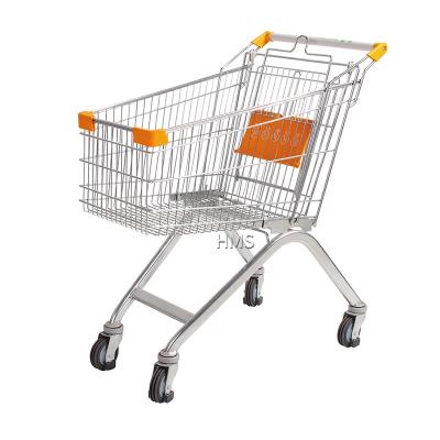 China Euro Unfolding 100L Mall Trolley Wire Shopping Cart Grocery Cart for sale