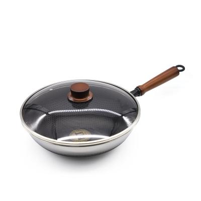 China Factory Direct Selling Viable High Quality Nonstick Saucepan With Lid Pan Glass Triple Layers Steel Wok for sale