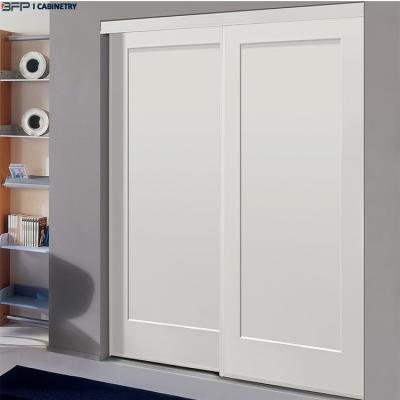 China (Others) Adjustable Simple Modern White Sliding Doors Closet Organizers Built In Wardrobe Bedroom for sale