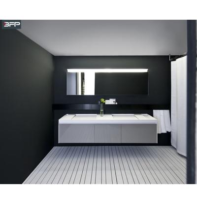 China Modern Waterproof Modern PVC Bathroom Cabinet Mirrored Ready Mirrored Small Size Vanity for sale