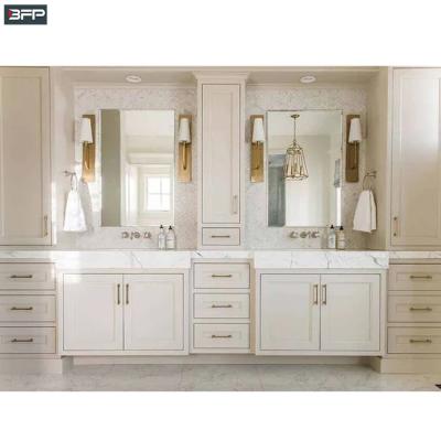 China Modern Customized Classic European Commercial Double Sink Bathroom Vanity Units for sale