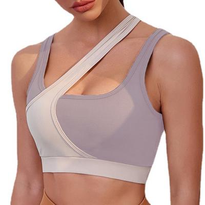 China QUICK DRY Custom Color Contrast Wireless Padded Yoga Bra Sports Crop Top for sale