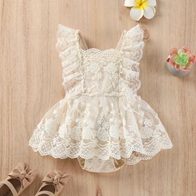 China Princess Tutu Jumpsuit Sunsuit Newborn Infant Birthday Babies Romper Embroidered Lace Ruffle Wholesale Anti-wrinkle Summer Clothing for sale