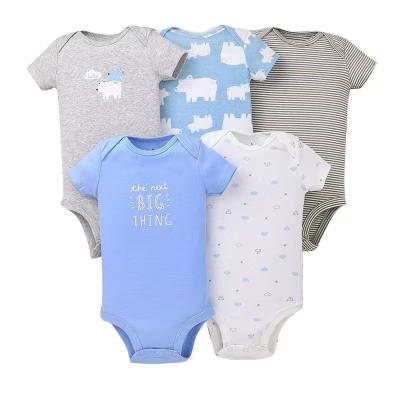 China Cozy Baby Clothes 2023 Summer 5pcs Baby Boy And Baby Clothing Sets Outfits Baby Animal Printed Rompers for sale