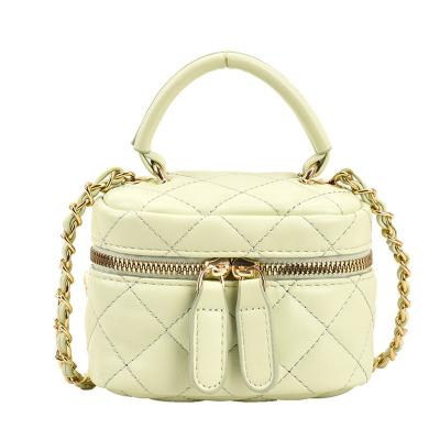 China Other Simple Women Shoulder Messenger Bags Diamond Lattice Chains Luxury Small Boston Handbags Stitched Women Mini Box Shaped Hand Bag for sale