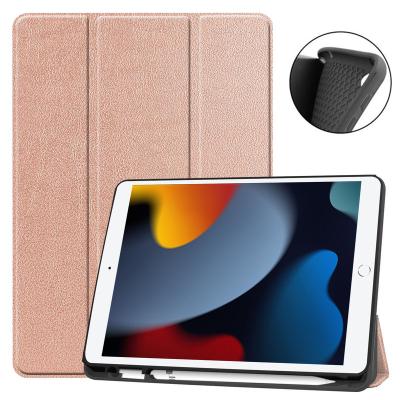 China Fanshion Silicon Single Triple Stand Slim Flip Leather Case For iPad 10.2 9th 2021 2020 8th 2019 7th Soft Shell for sale