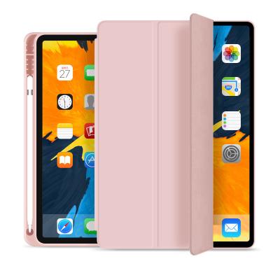 China Fanshion Liquid Silicon Simple TPU Shell Leather Flip Slim Trifold Soft Stand Case Smart Cover For iPad 10.2 7th 8th 2019 9th 2020 2021 for sale