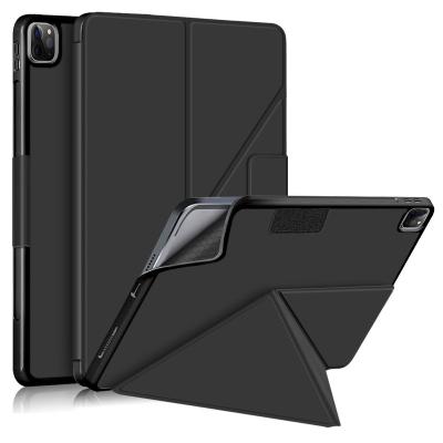 China Transformer Single Slim Muti-angle Stand Fanshion Silicon Leather Flip Cover Case For iPad Pro 12.9 2021/2020/2018 Smart Soft Cover for sale