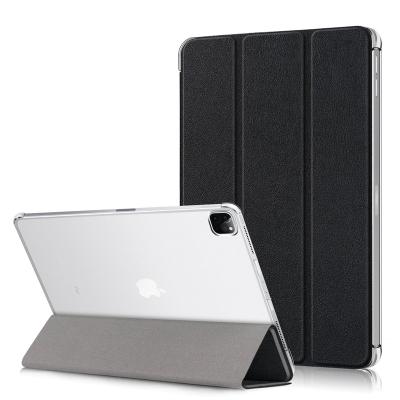 China Fanshion Single Triple Slim Stand Leather Case Cover For iPad Pro 12.9 2021/2020/2018 Clear Back Hard Shell for sale