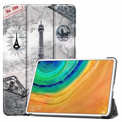 China Triple Thin Leather Case Printing Ultra Thin Hot Shoe Shell For Huawei MatePad Pro 10.8 2021/2019 Smart Flip Cover for sale