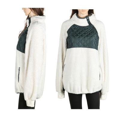 China Anti-Shrinkage Ready To Ship Warm Sherpa Fleece Women's Winter Wear Asymmetric Snap Pullover for sale