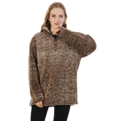 China Heat NO MOQ Fashion Quarter Zip Frosted Sherpa Fleece Pullover for sale