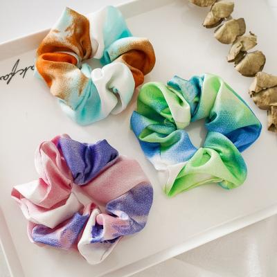 China Fashionable Dye Rainbow Tie New Arrival Silk Elastic Hair Scrunchies for sale