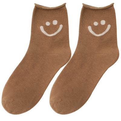 China New Arrival Fashion Breathable Smiling Face Women Women Knit Cotton Socks For Ladies for sale